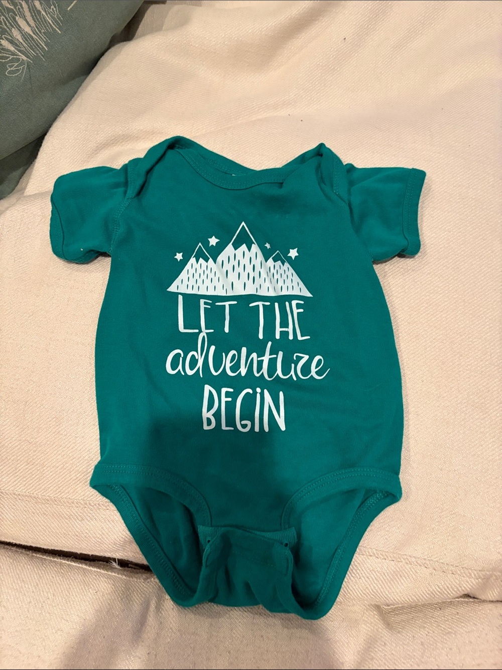 Rabbit Skins Teal Baby One-Piece with Mountain Print